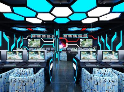 电竞网吧|空间|室内设计|一九九二效果图 